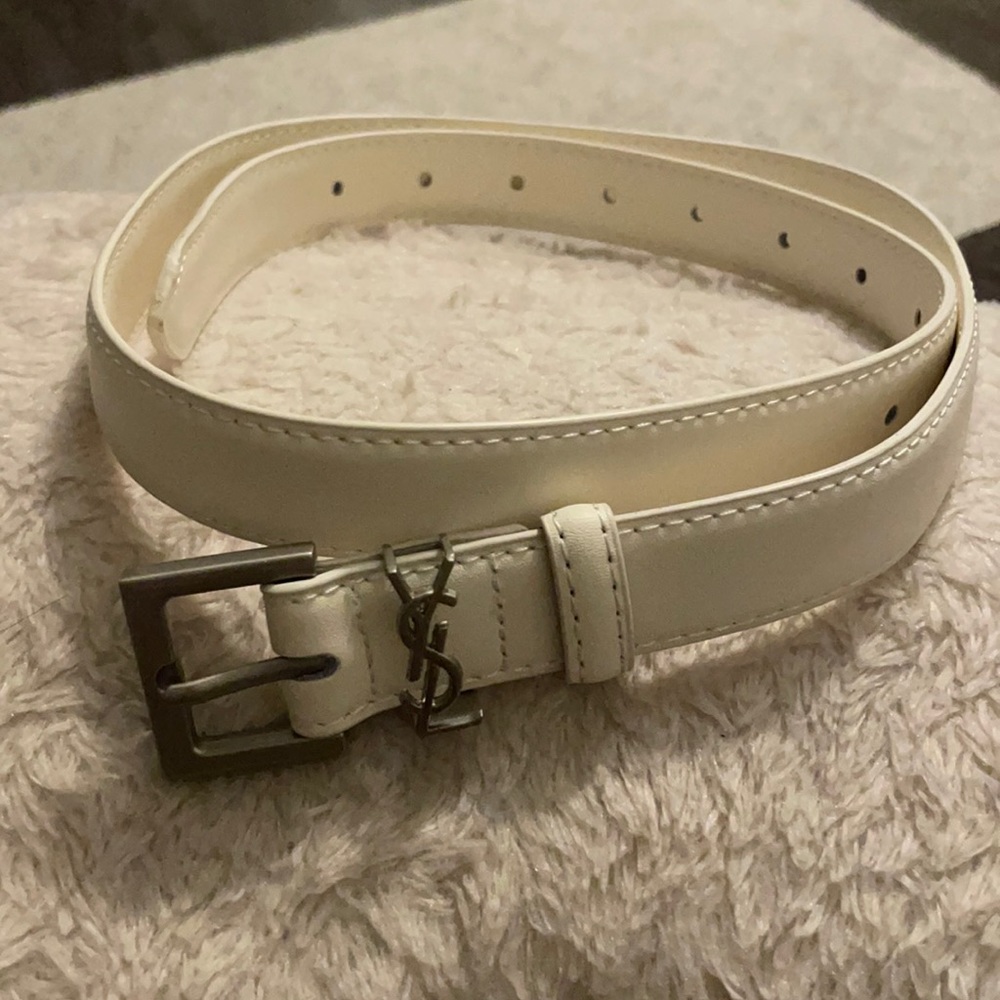 Leather white belt